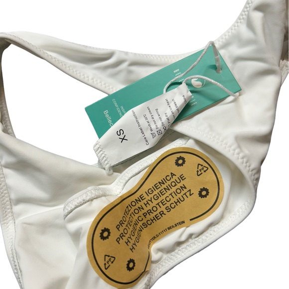 BELLECARRIE white cheeky high cut side low rise front bikini swim bottoms NWT - Picture 3 of 3